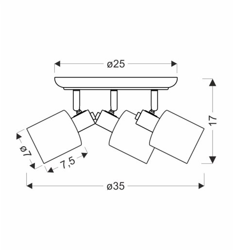Agra lampa sufitowa plafon brunatny 3x40W E14 klosz bursztynowy