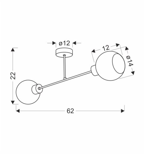 Amanda lampa sufitowa czarny+złoty 2x40 E27 klosz biały