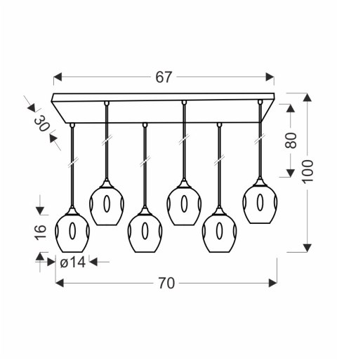 Aspa lampa wisząca czarny 6x40W E27 klosz brązowy