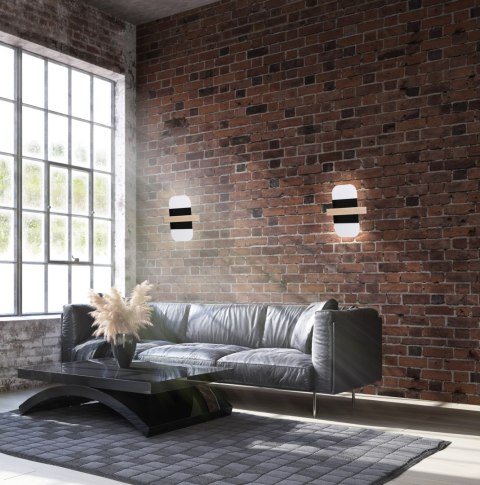 April lampa kinkiet drewniany 1x6 LED 4000 Klosz czarny+biały