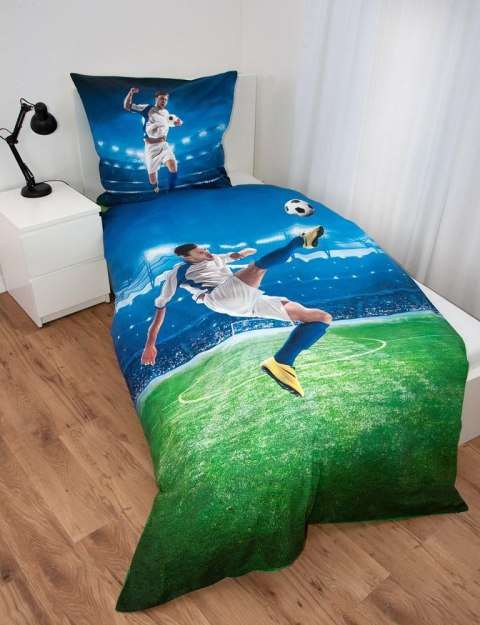 Pościel bawełniana 140x200 Piłkarz Piłka Nożna Boisko poszewka 70x90 H23