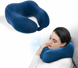 Poduszka Podróżna Kołnierz rogal 27x24 granatowa z pianki termoplastycznej