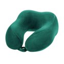 Poduszka Podróżna Kołnierz rogal 27x24 zielona butelkowa z pianki termoplastycznej