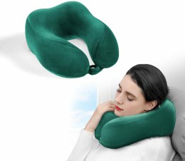 Poduszka Podróżna Kołnierz rogal 27x24 zielona butelkowa z pianki termoplastycznej