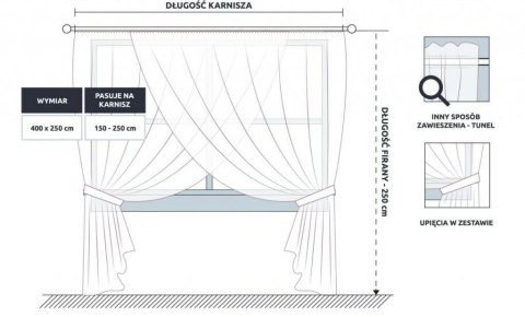 Firana 400x250 Emporio biała gotowa na taśmie I23