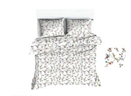 Pościel bawełniana 160x200 1682E biała kwiatuszki żółte czerwone 1126N