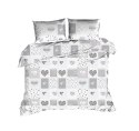 Pościel bawełniana 160x200 serduszka szara 1108N