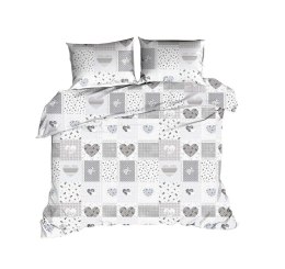 Pościel bawełniana 160x200 serduszka szara 1108N