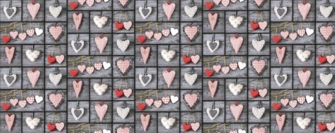 Pościel bawełniana 160x220 617E Serca Szara różowe