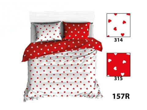 Poszewka bawełniana 40x60 R157 biała czerwona serduszka
