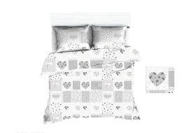 Poszewka bawełniana 50x60 1646E biała serca paczłork szary 1108N