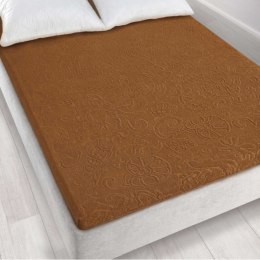 Prześcieradło frotte bez gumki 175x220 Tulipan 4 brązowe jasne 4044/BR-011T żakardowe Zwoltex