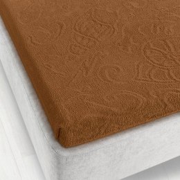 Prześcieradło frotte bez gumki 175x220 Tulipan 4 brązowe jasne 4044/BR-011T żakardowe Zwoltex