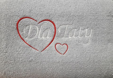 Prezent dla Taty ręcznik 70x140 Dla Taty szary jasny serduszka w pudełku na Dzień Taty