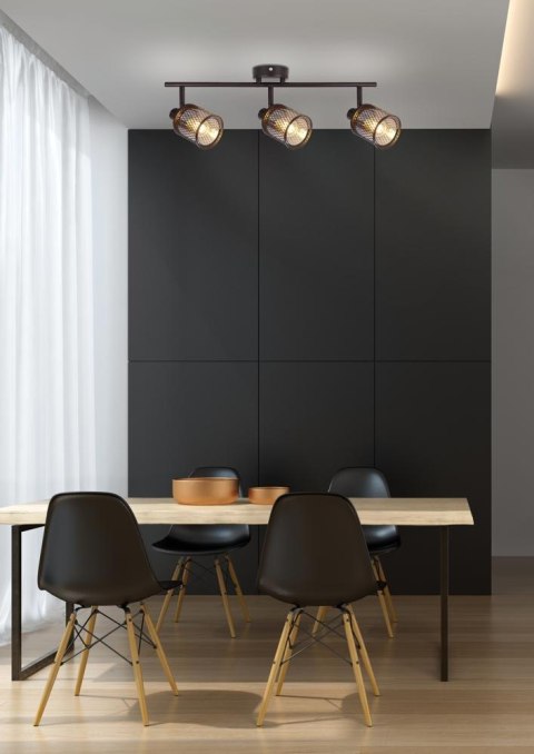 Canabera lampa sufitowa kawowe złoto 3x40W E14 klosz bursztynowy