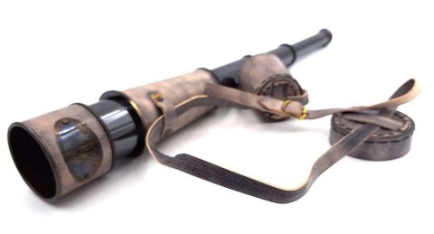 Luneta mosiężno-skórzana z paskiem NI1273