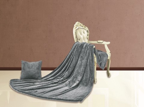 Koc narzuta z mikrofibry 160x200 Wafelek srebrny 32