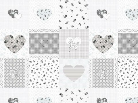 Poszewka bawełniana 40x40 serduszka szara 1108N