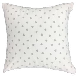 Poszewka bawełniana 50x60 R120 biała serca serduszka szare 274D