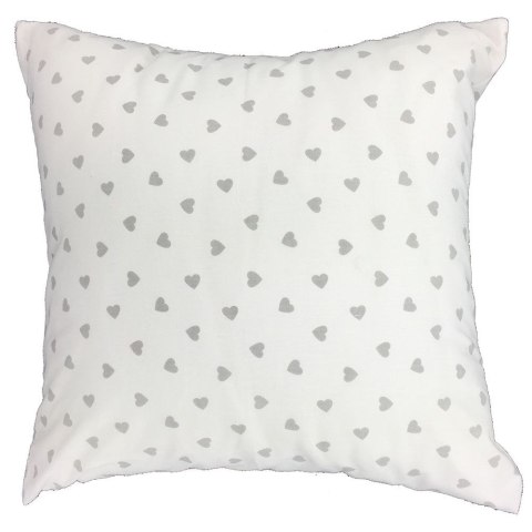 Poszewka bawełniana 50x60 R120 biała serca serduszka szare 274D