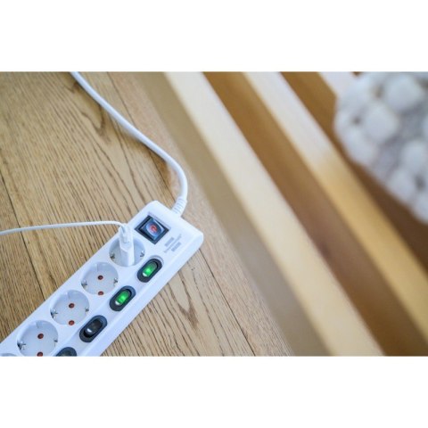 Listwa zasilająca 6 wyłączników 6 gniazd 2m biała Brennenstuhl 1153110126