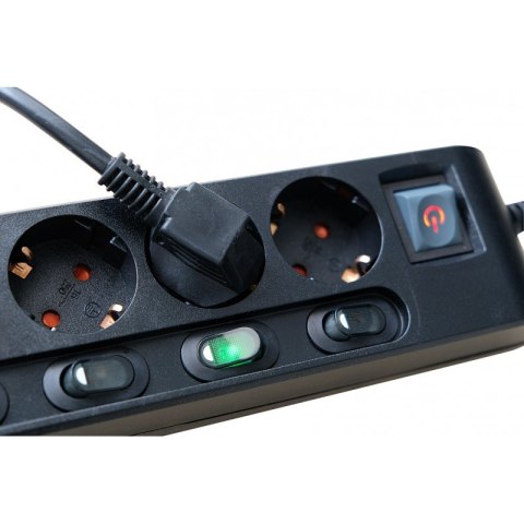 Listwa zasilająca 6 wyłączników 6 gniazd 2m czarna Brennenstuhl 1153110116