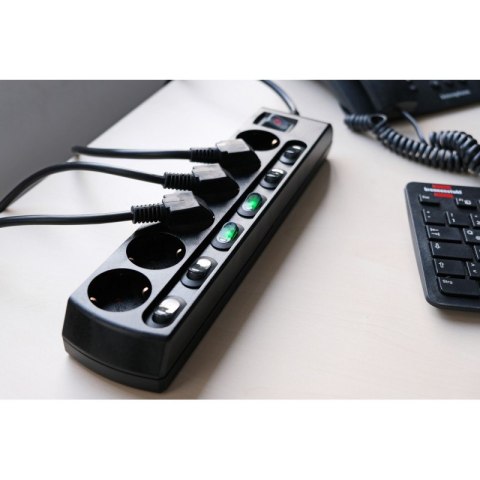 Listwa zasilająca 6 wyłączników 6 gniazd 2m czarna Brennenstuhl 1153110116