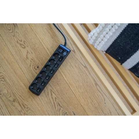 Listwa zasilająca 6 wyłączników 6 gniazd 2m czarna Brennenstuhl 1153110116