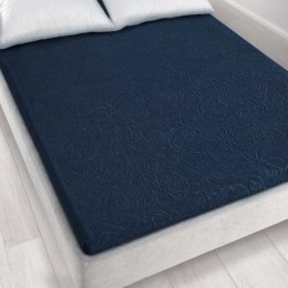 Prześcieradło frotte bez gumki 175x220 Tulipan 4 granatowe 4044/NE-020T żakardowe Zwoltex