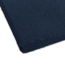 Prześcieradło frotte bez gumki 175x220 Tulipan 4 granatowe 4044/NE-020T żakardowe Zwoltex