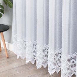 FELICJA Firanka żakardowa gotowa ze wzorem na samym dole na prosto, szerokość 300 x wysokość 250cm, kolor 001 biały 018989/FBP/0