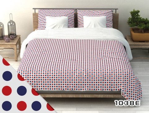 Pościel bawełniana 160x200 219d=1038E Grochy granatowo-czerwone