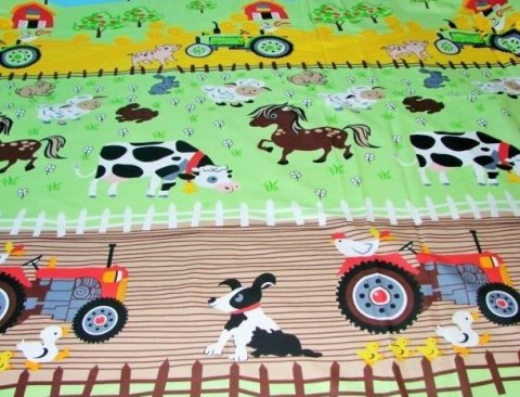 Pościel bawełniana 160x200 227N Farma Krówka Konik Owca Świnka Traktor