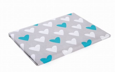 Pościel bawełniana 160x200 995E szara serca serduszka białe turkusowe 93N Walentynki