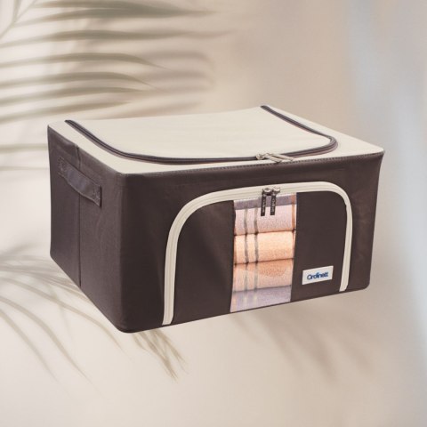 Brązowy organizer Kamai Gio Style z utwardzonymi ściankami, bocznymi uchwytami i okienkiem, pojemność 24L