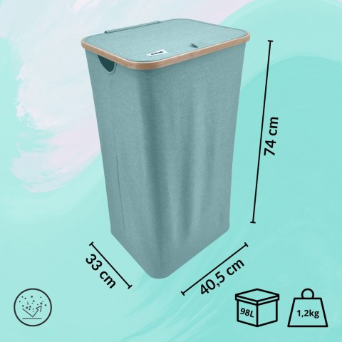 MINT kosz na pranie zielony, miętowy z pokrywą 40,5x33x74cm