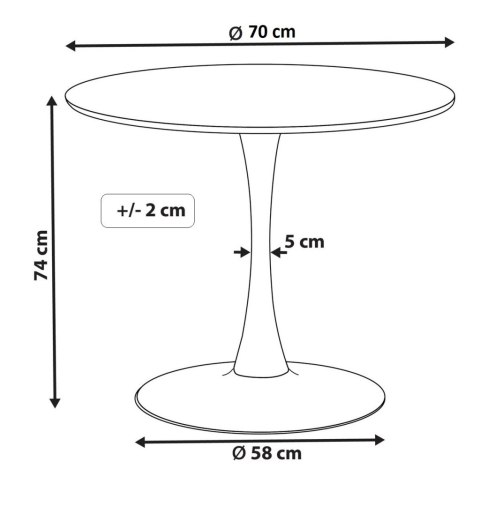 Blat okrągły WHITE 70 cm BIAŁY