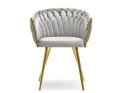 Krzesło plecione Lugano fotel TRECCIA GREY VELVET GOLD