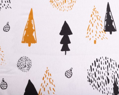 Pościel flanelowa 160x200 F-87 biała czarna pomarańczowa choinki bombki Matex