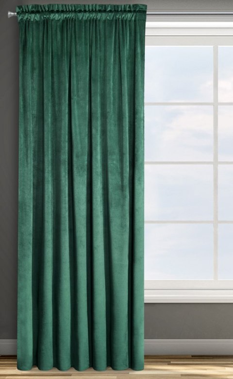 Zasłona gotowa na taśmie 135x270 Rosa zielona ciemna welurowa D91