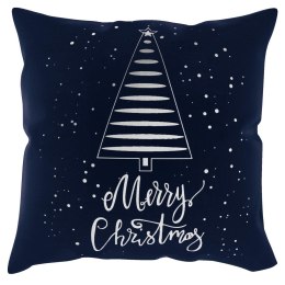 Poszewka świąteczna 45x45 Tree granatowa srebrna choinka Merry Christmas BN23