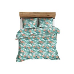 Pościel z kory 160x200 turkusowa biała flamingi 1737N Bielawa KARO