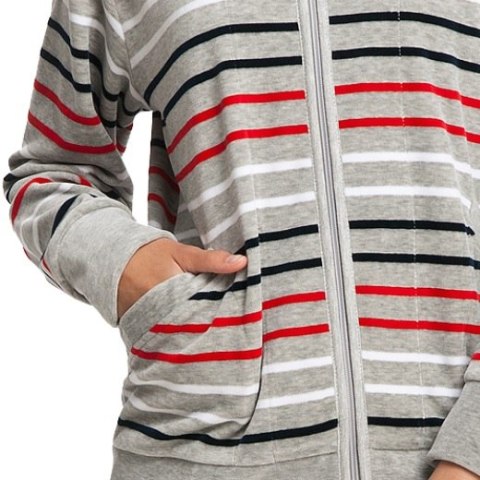 Dres damski długi 341 welurowy L szary w paski Luna