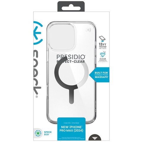 Speck Presidio Perfect-Clear MagSafe - Etui iPhone 16 Pro Max (Clear / Chrome Finish / Serene Silver)