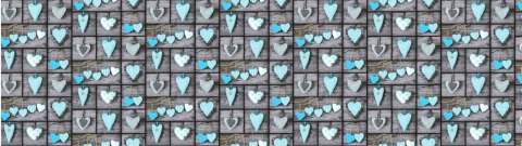 Pościel z kory 180x200 1113E Serca Szaro-Niebieskie