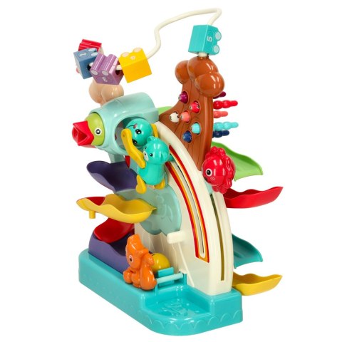 Zabawka interaktywna Montessori tor kulkowy gra magnetyczna wielofunkcyjna sówka 5w1 Bibi-inn