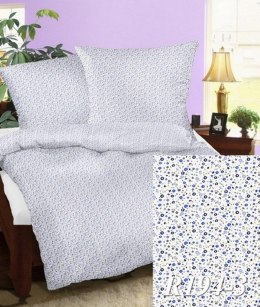 Pościel z kory 200x220 194/3 biała łączka niebieska na guziki bawełniana gruba