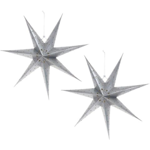 GWIAZDA DEKORACYJNA PAPIEROWA Z PODŚWIETLENIEM LED 60CM SREBRNY
