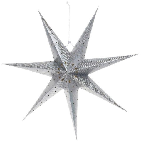 GWIAZDA DEKORACYJNA PAPIEROWA Z PODŚWIETLENIEM LED 60CM SREBRNY