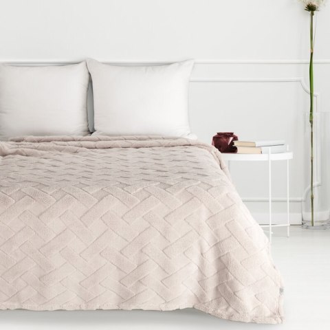 Koc narzuta 200x220 Caro beżowy z mikrofibry D91